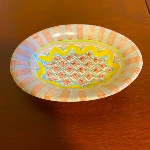 Mackenzie Childs Art Pottery AURORA Small Oval Bowl or Soap Dish 3.5X5.5